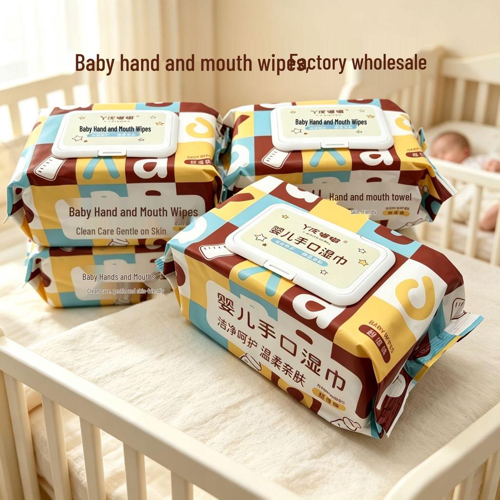 Soft Non-Irritating Wet Wipes for Newborns – 80 Thick, Gentle Hand & Mouth Wipes