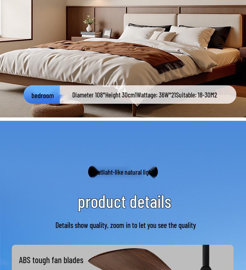 Nordic Industrial-Style Silent Ceiling Fan Chandelier for Home or Commercial Use