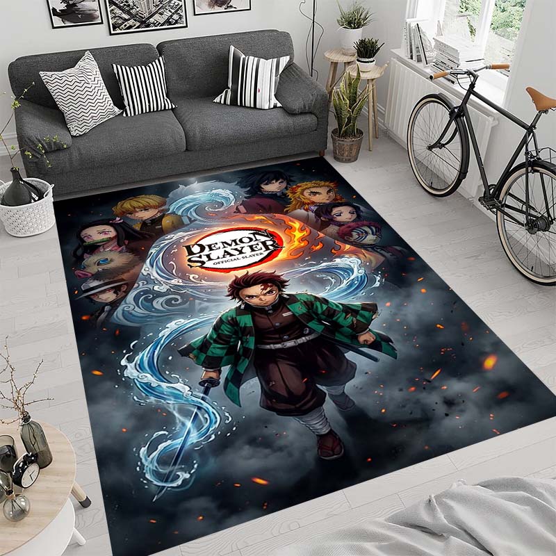 Anime-themed Kamado Nezuko Kimetsu No Yaiba Rug, Suitable for Playrooms, Bedrooms, Living Rooms, Sofas, and Other Home Décor;