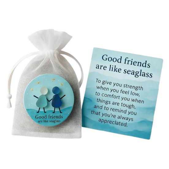 Good Friends Are Like Seaglass Keepsake Gift Sea Glass Art Pocket Hug Token