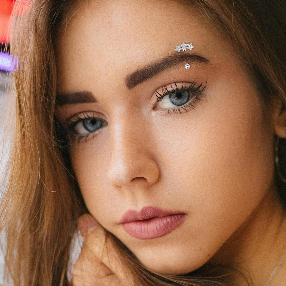 Florideco 1Pc Rook Eyebrow Studs Earrings Surgical Steel CZ Opal Belly Lip Ring Cartilage Piercing Jewelry for Women Men
