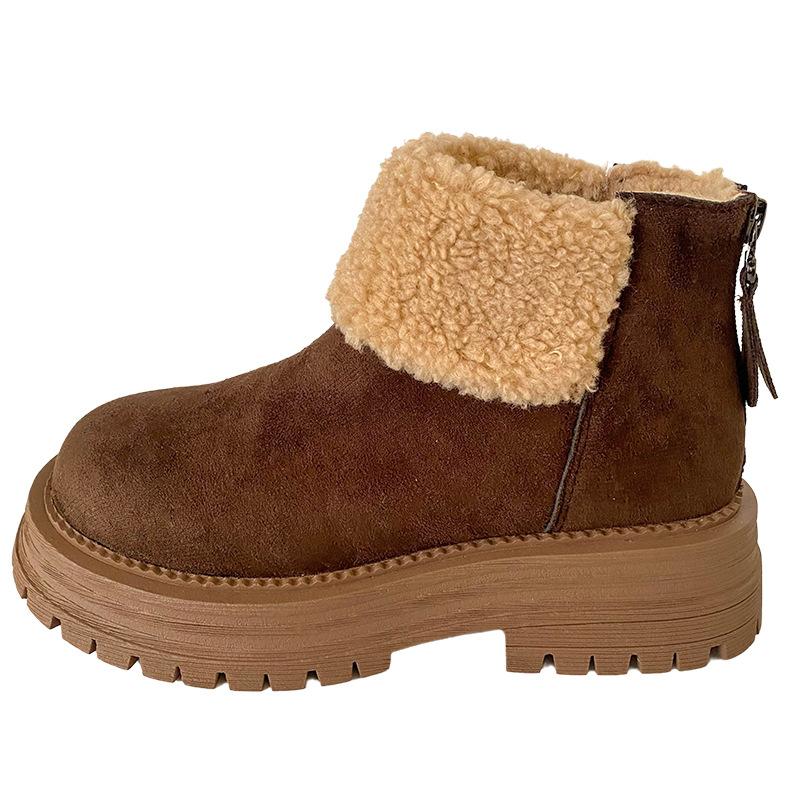 

A9878 latex insole/thick-soled velvet short boots women s boots 2024 new winter warm Boken Martin boots cotton boots 40 кавовий