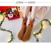 Gift Box: Autumn/Winter Ladies' Cartoon Christmas Socks - Santa Claus Coral Fleece Mid-Calf, Four-Pair Set