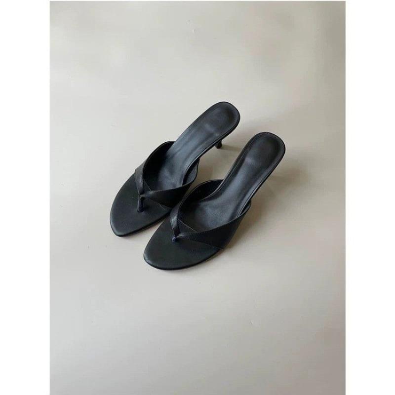 French Retro Toe Thin Heel Cool Slippers New Versatile Flip-flops High Heel Outer Wear Commuter Simple Sandals