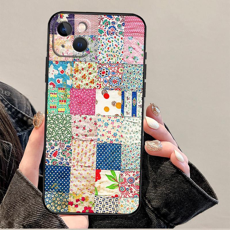 

Vintage Patchwork Phone Case For iPhone 17 Pro Max 17 Air 14 13 12 11 15 16 Pro Max mini 16 Plus 16e Cover iPhone 14