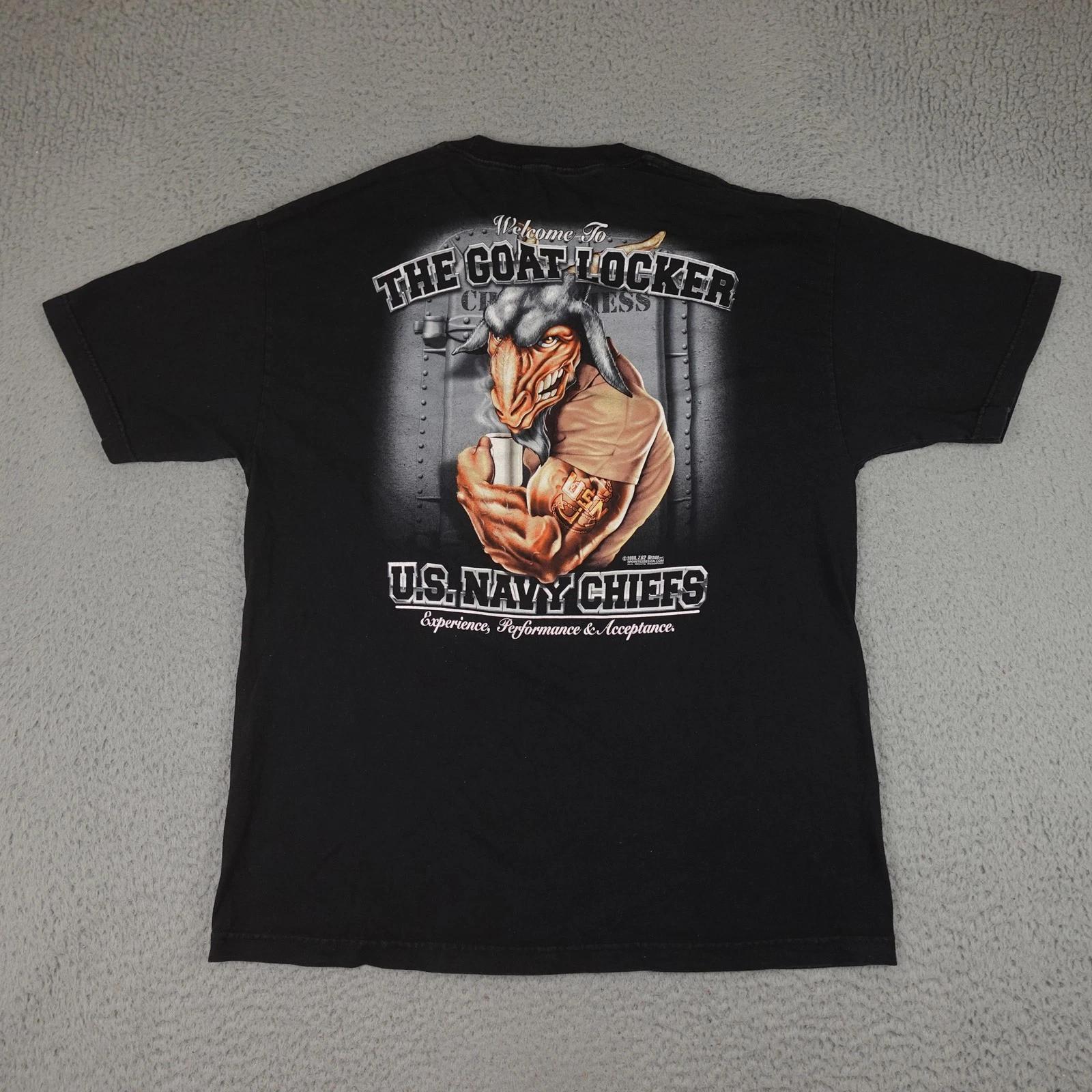 

Vintage US Navy Chiefs Shirt Mens Large Goat Locker Military Graphic 2006 Tee S