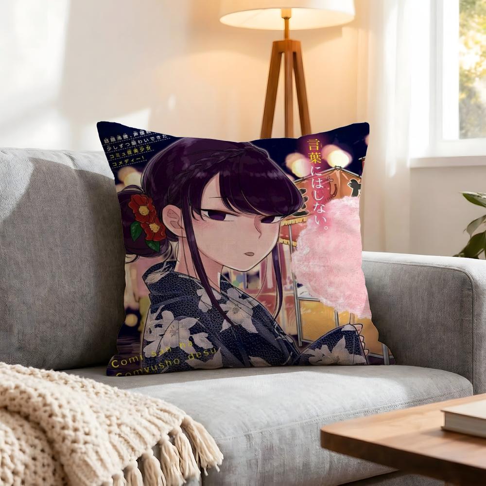 Anime Komi Can'T Communicate Cushion Cover 1Pcs Decorative Covers Soft Cushion Case For Sofa Couch Decor 40X40 45X45 Pillowcases