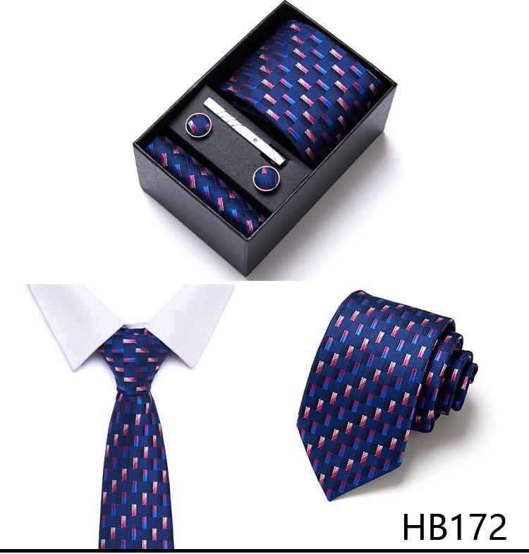 Men's Six-Piece Solid Color Polyester Silk Jacquard Tie Set with Custom Logo