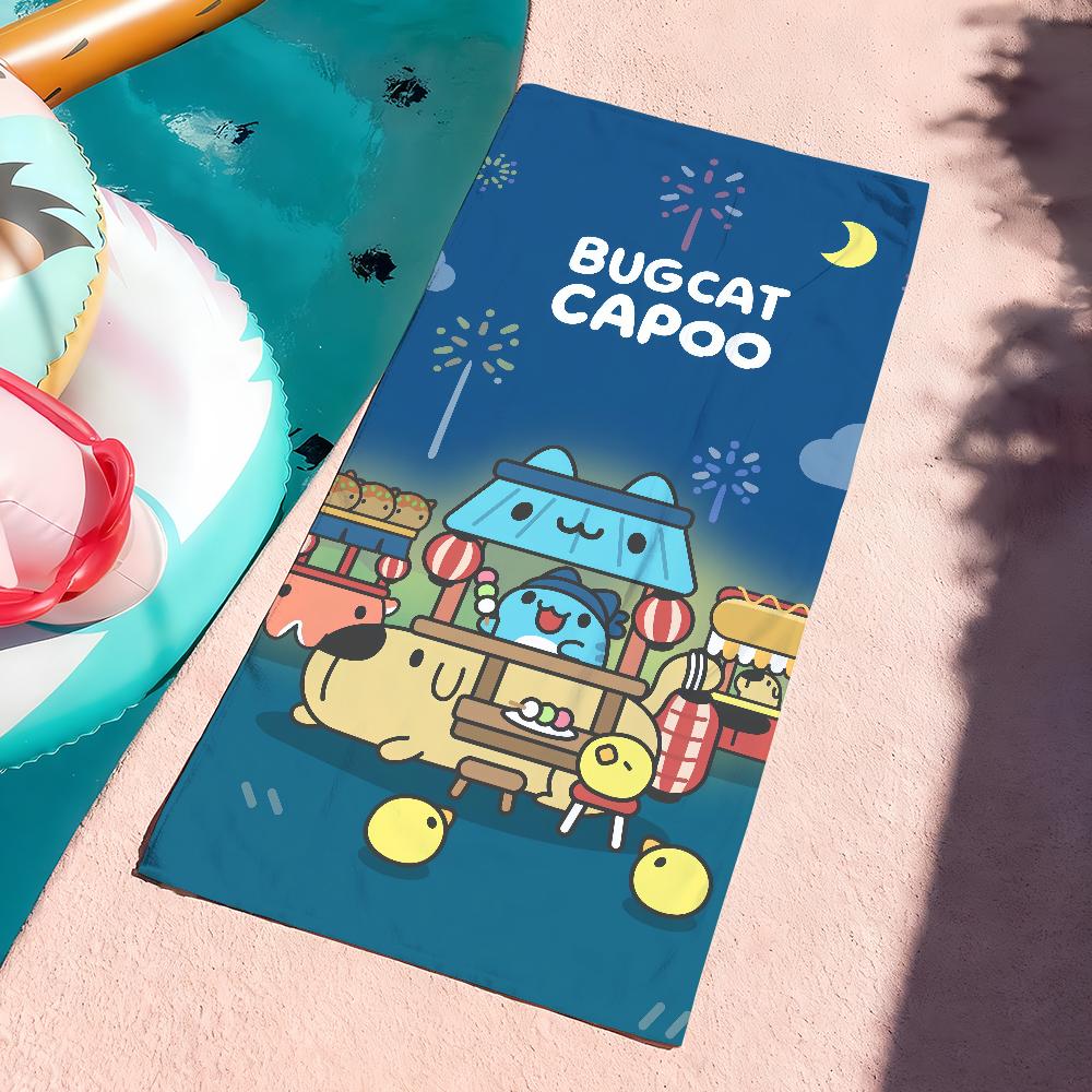 

blue cartoon Cute B-Bugcat Capoo Cartoon Towel Quick Dry Soft Yoga Swimming Fitness Mountain Climbing Large Beach Towels W30*H60(CM)