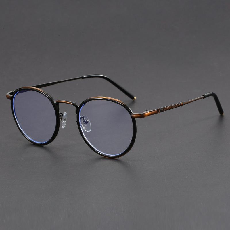Light Luxury Leisure Optical Glasses Round Metal Frame Retro Ultra Light Hd Clear Lens Anti-Blue Light Eyeglasses Protect Eyes