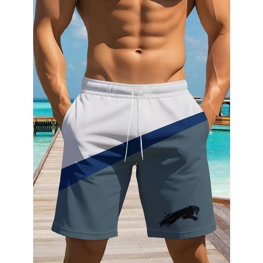Summer Beach Shorts Men Colorful Creative Striped 3D Printed Board Shorts Casual Holiday Short Pants Loose Surf Swim Shorts