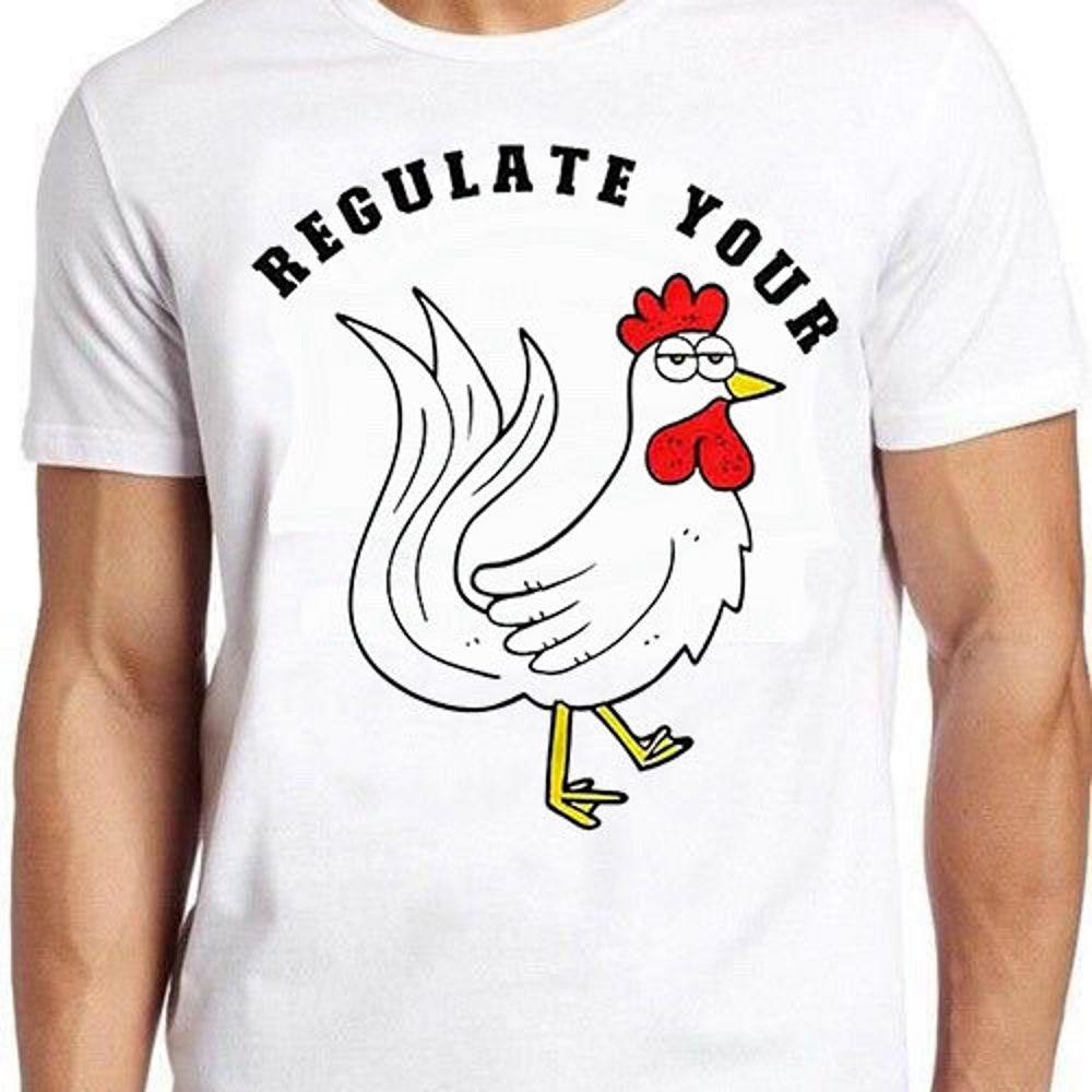 

230GSM 100% Cotton T-Shirt Regulate Your Chicken Game Girl Friends Funny Meme Unisex Adult Mens Womens Cool Music Fashion Top Retro Gift Tee T Shirt 1 XS белый