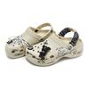 Crocs Classic Platform Clog EVA Graffiti Fashion Trend Comfort Gift Box Hole Shoes Women's Bone White and Black