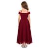 Girls Elegant Chiffon Party Dress Off the Shoulder Spaghetti Strap Adjustable A-Line Floor Length Gown