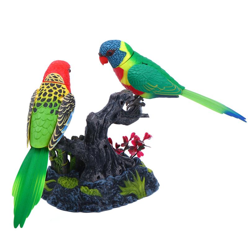 Electronic Sound Activated Motion Sensor Singing Parrot Toy With Realistic Chirping And Moving Actions For Home Decoration