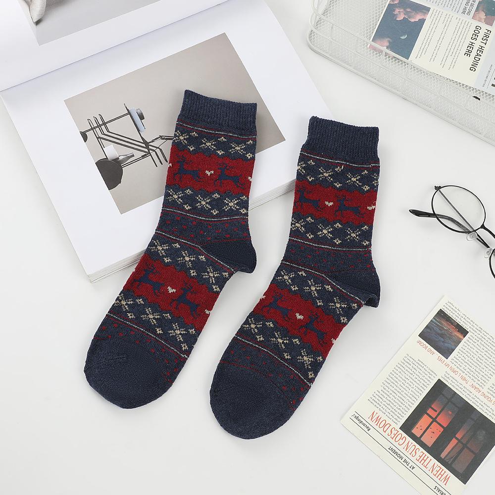 Christmas Socks For Women, Mid-calf Socks, Cute Retro Cloth Socks, Thickened Sleep Socks.