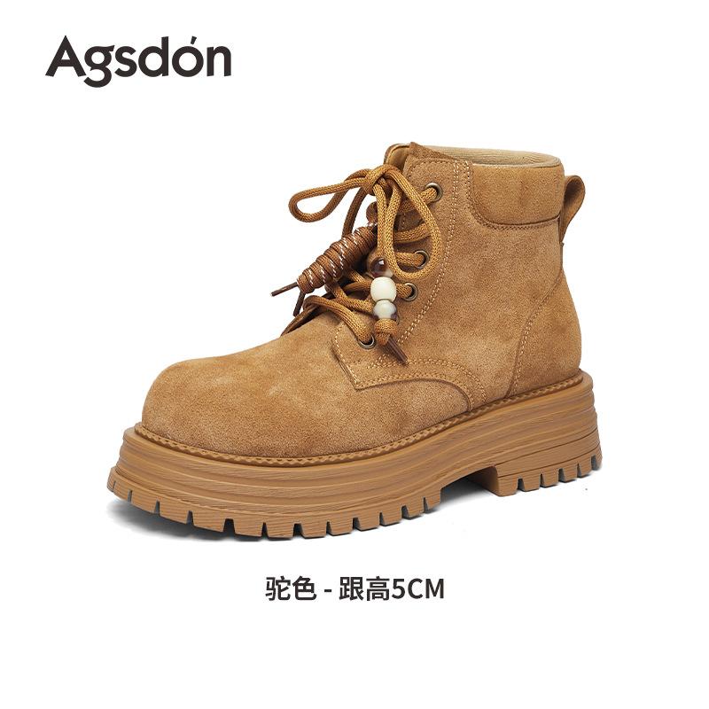 Thick-soled Martin boots New winter Maillard rhubarb boots Outdoor velvet short boots 35