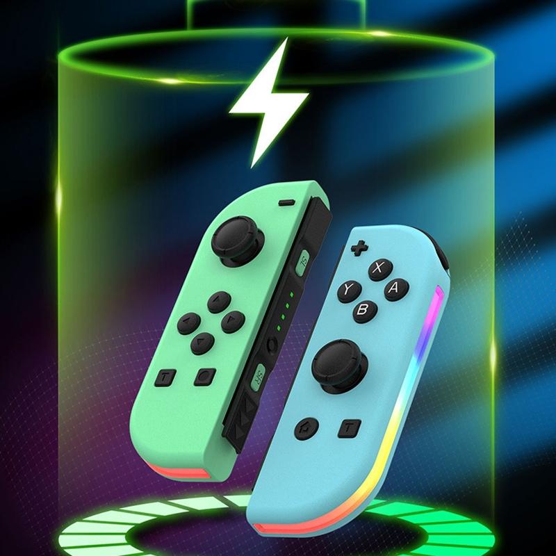 Joypad para interruptor RGB luz de despertar vibração brilho controlador esquerda e direita bluetooth-compatível gamepad para