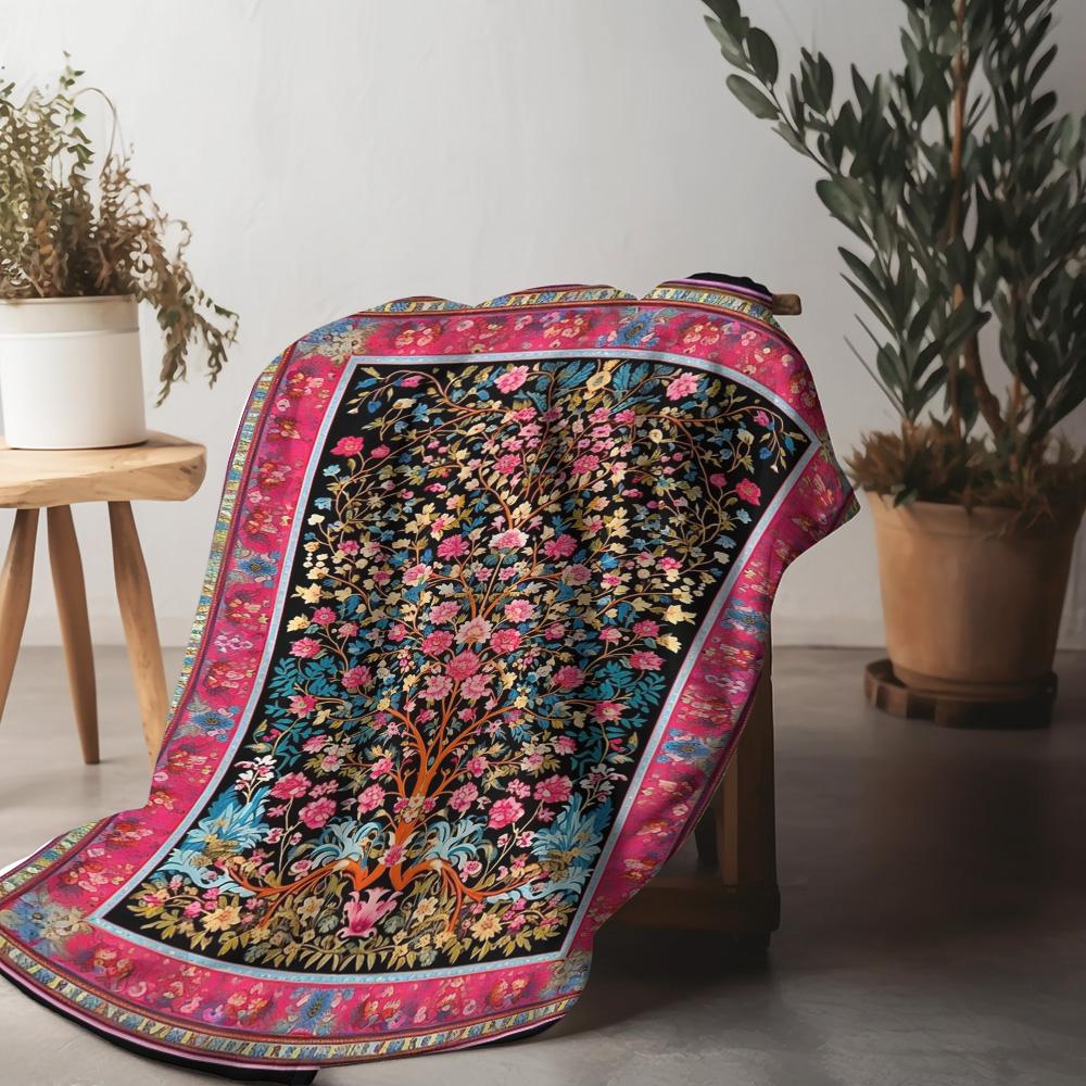 Blumen Pfauenprint Decke Bestickte Tagesdecke Dekorative Überwurfdecke Kissenbezug Heimtextilien Geschenk