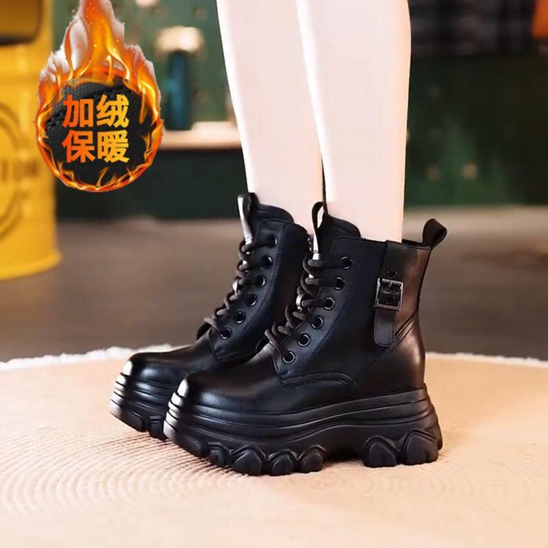 Retro British style platform Martin boots women's 2025 winter new small man height and thinness versatile locomotive short boots
