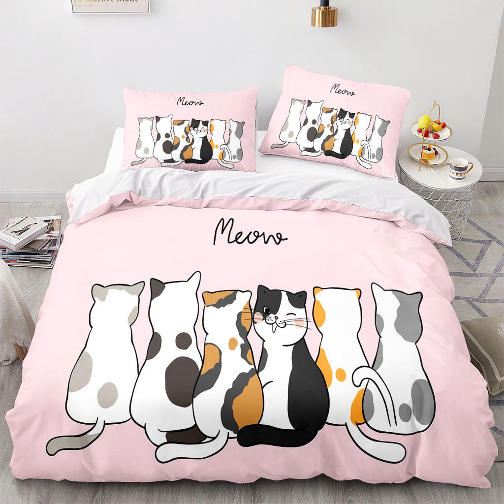 Cartoon Animal Cat Duvet Cover 3D Large Print Double Size Quilt Cover Bedding Set Single Set