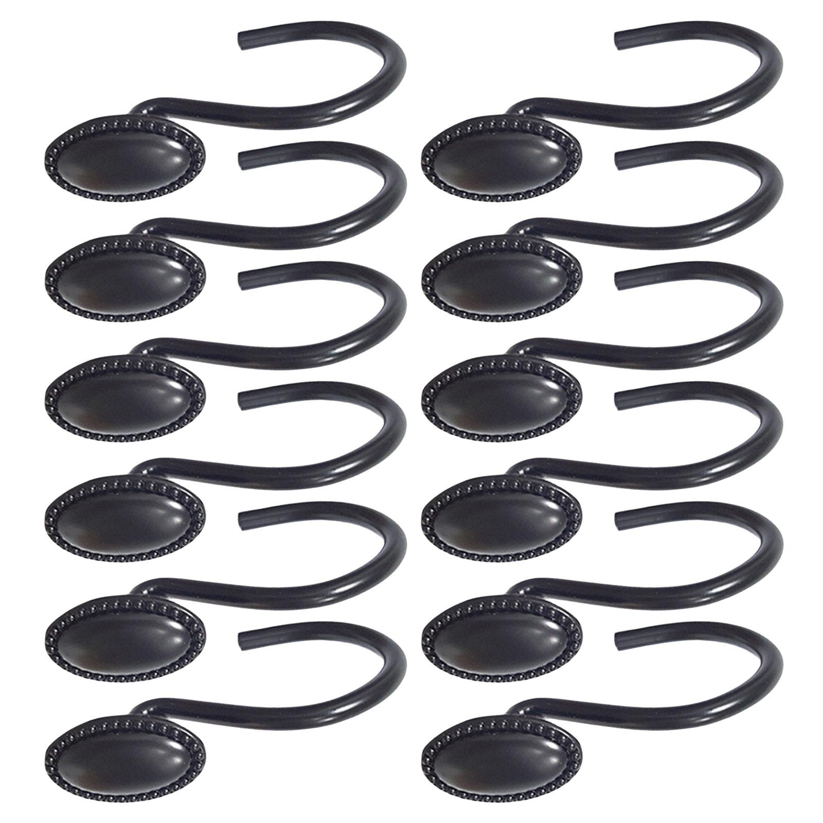 

Shower Curtain Hooks Alloy Curtain Rings Curtain Hangers 12Pcs Stainless Zinc Alloy Shower Hook Set for Home and Hotel чёрный
