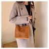 Faux Suede Handbag Casual Rope Buckle Design Multicolor Shoulder Bag Adjustable Straps Tote Work Crossbody Bucket Bag