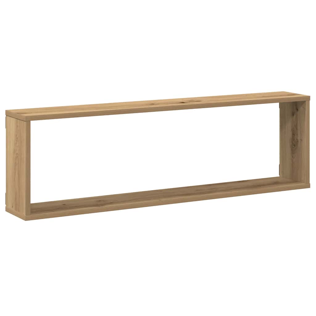 Cube Wall Shelves 2 pcs Artisan Oak Finish 100 x 15 x 30 cm Engineered Wood
