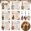 Christmas Tree Pendant Charm Keychain with Blessing Greeting Card, Vintage Metal Holiday Party Decoration Gift Pendant, Bag Accessory, Meaningful