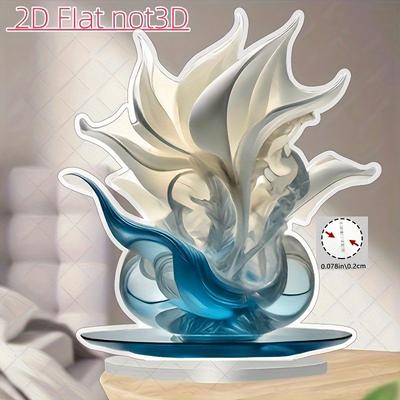 Blue Acrylic Vase Ornamen, with White & Golden Floral Design - Modern Tabletop Centerpiece Decor, Easter, Valentine's Day, Weddings, Birthdays,