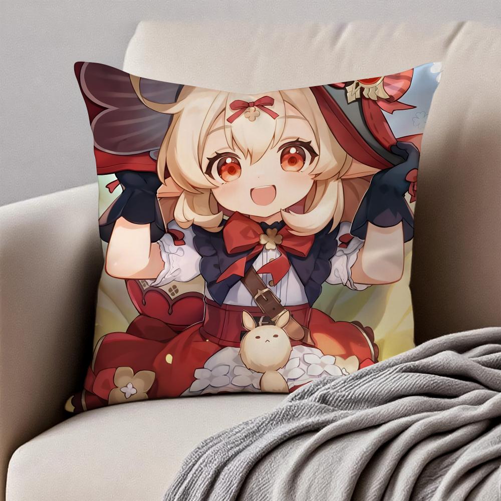mmiHoYo KKlee GGenshin Impact Cushion Cover Pillowcase Antidustmite Invisible Zipper Short Plush Sofa Cushion