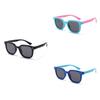2022 New Children Polarized Silicone Sunglasses Boys Girls Kids Square Uv400 Shades S8351 Blue Frame Pink Legs