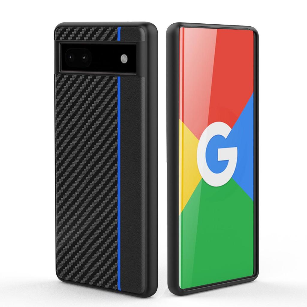 Google Pixel 6A Ultra-Thin Carbon Fiber Kevlar Pattern Protective Leather Case.