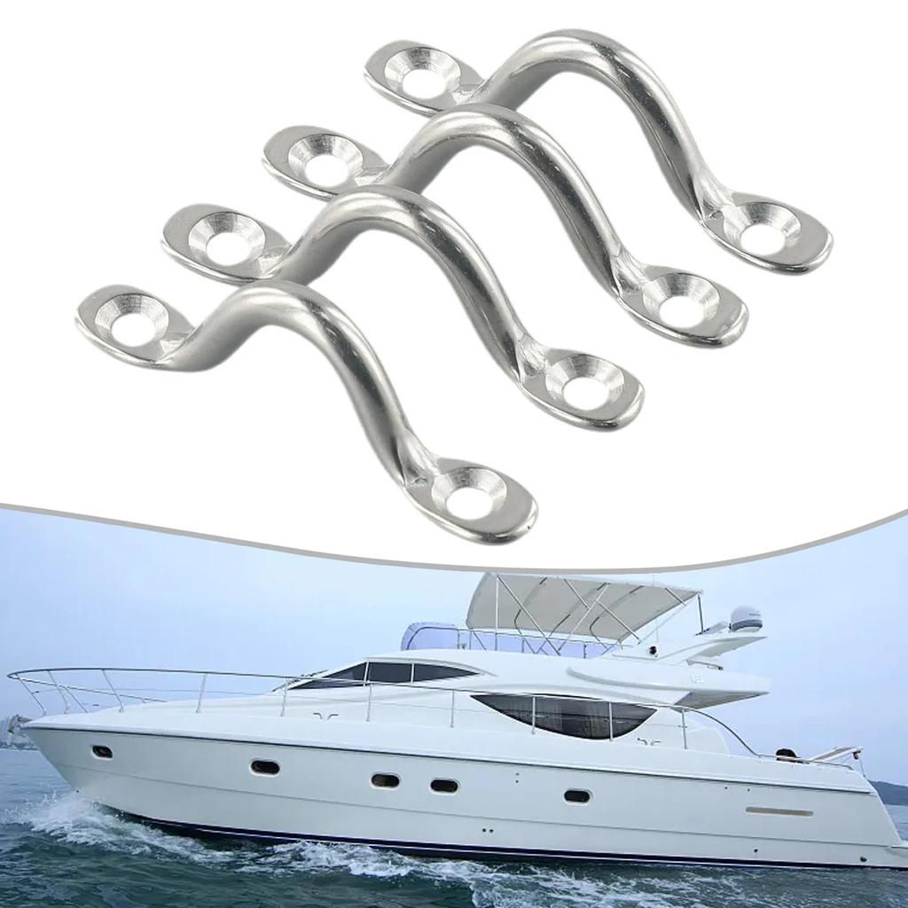4Pcs Handle 5mm Stainless Steel Wire Eye Strap Boat Marine Tie Down Fender Hooks Canopy Cable Eyes Straps