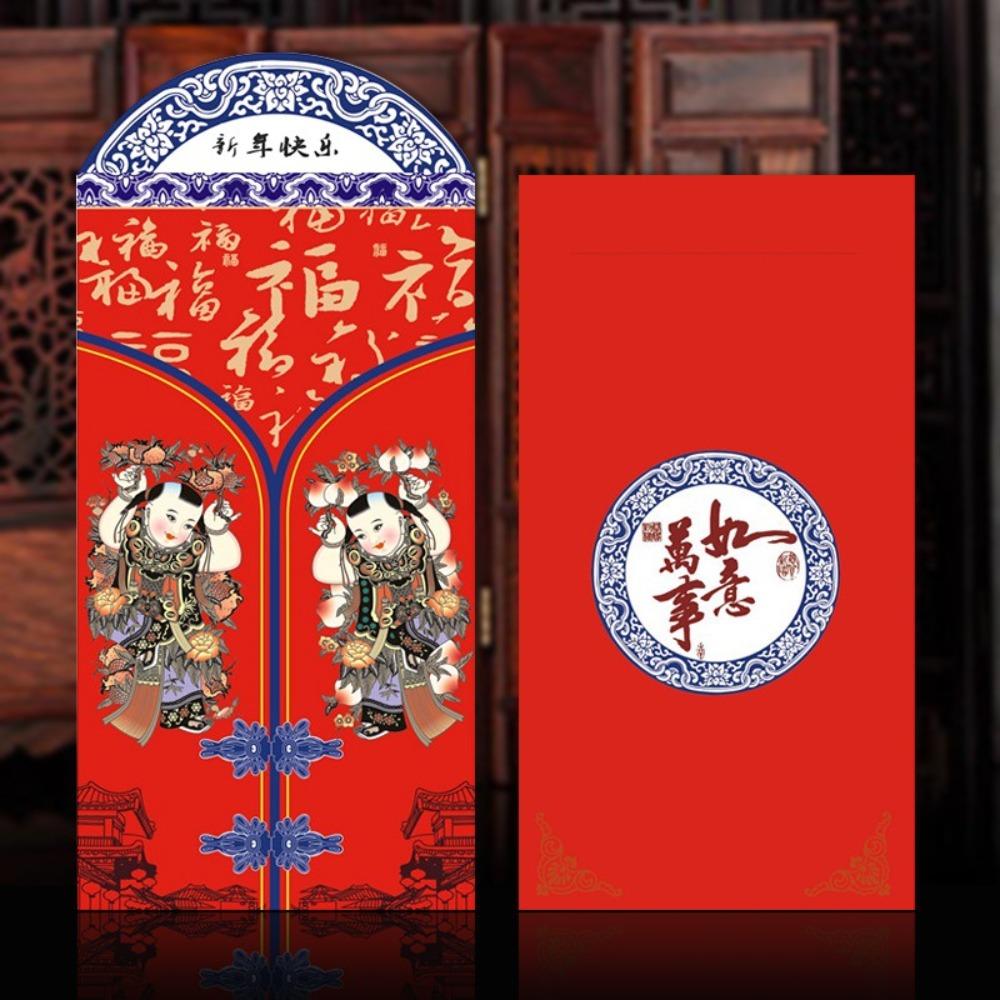 12pcs Cartoon New Year Red Envelope Paper Red Pocket Chinese Style Lucky Money Bless Pocket  Decor