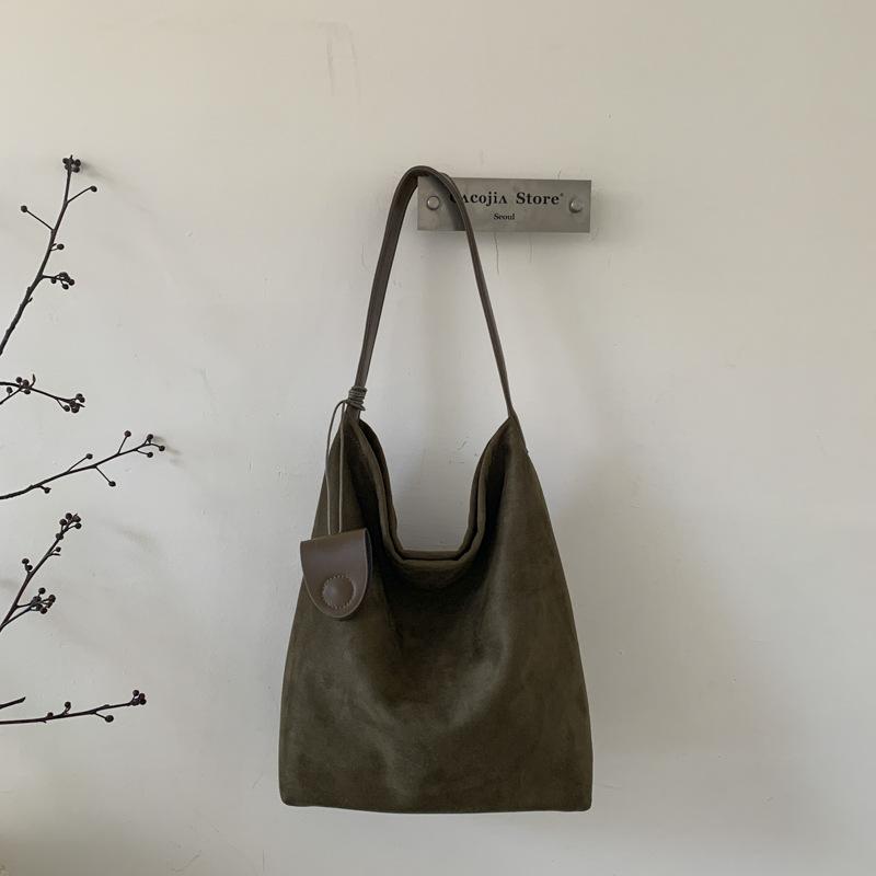 

Винтажная замшевая сумка большой вместимости женская новая повседневная мягкая сумка-мессенджер для работы, сумка-тоут оливковое зеленый