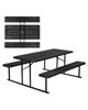 Foldable Picnic Table, 6 FT Folding Picnic Tables with Benches, Steel Outdoor Bench Set with Umbrella Hole