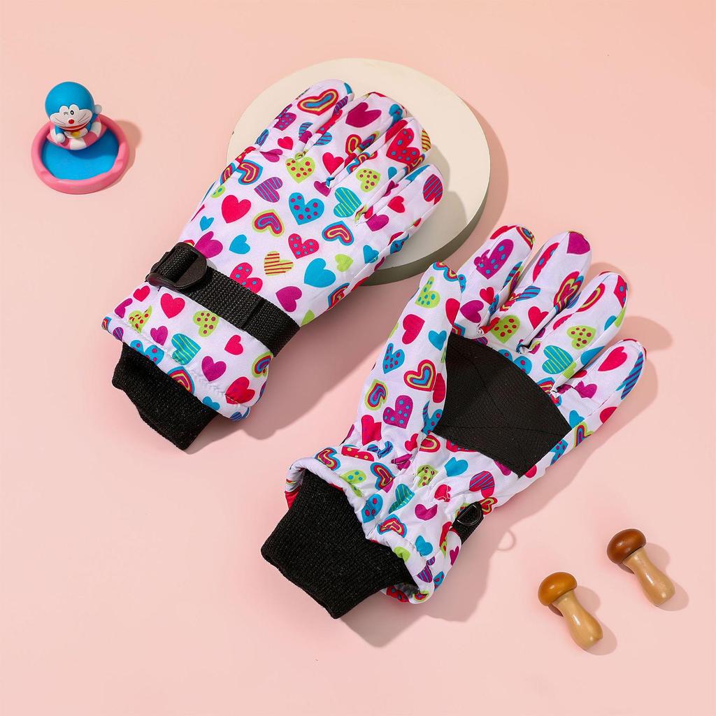 Children's Printed Electric Bike Gloves: Warm, Waterproof, Windproof Ski & Outdoor Cycling Gloves