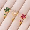 Red Flower Rings For Women Cubic Zirconia Openning 18K Gold Plated Flower Ring Wedding Floral Aesthetic Jewelry Anillos Mujer