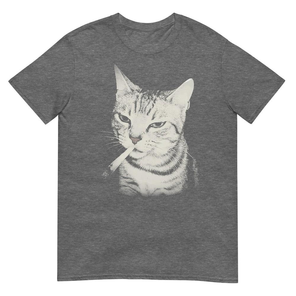 Smoking Cat Cigarette Kitten Funny Meme Stupid Brainrot Tshirt