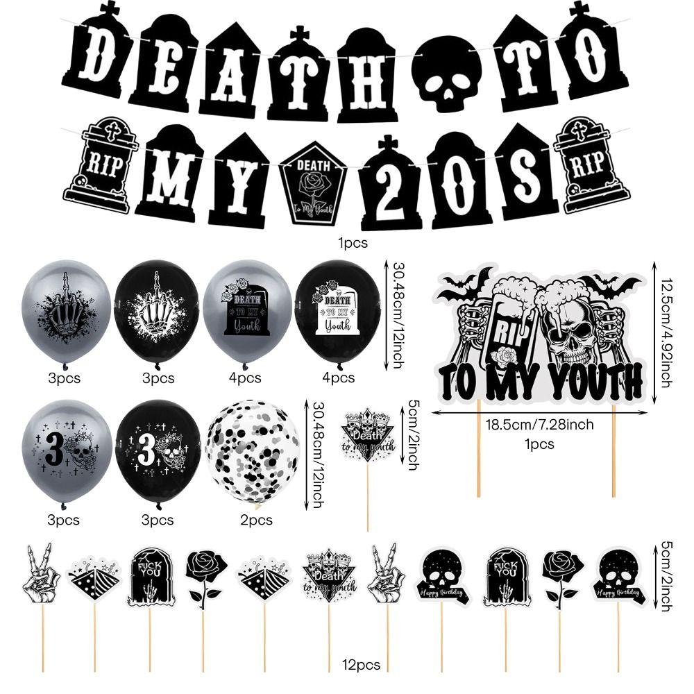 Latex Death To My 20s Decorations  Cake Party Supplies Gothic Party  Boys