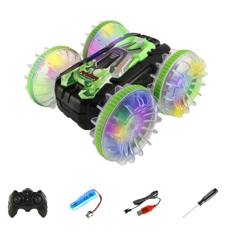 

YL-92 2.4G Пульт Дистанційного Керування Трюкове Обертове Радіокероване Автомобіль Різдвяна Іграшкова Машина Подарунок зі Світлом для Дітей Green