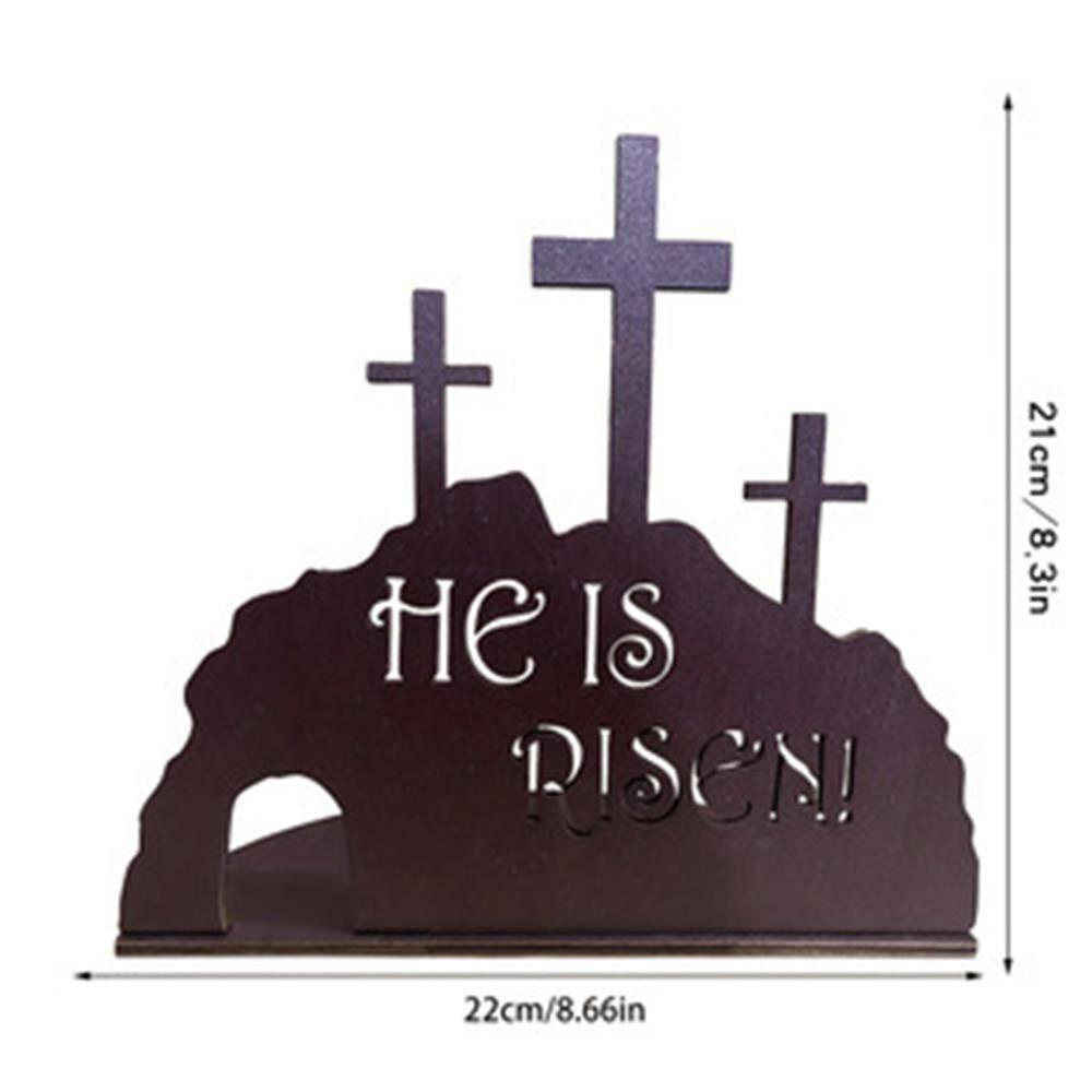 He Is Risen Cross Easter Scene Black Color Easter Decoration Christian Jesus Scene Ornaments