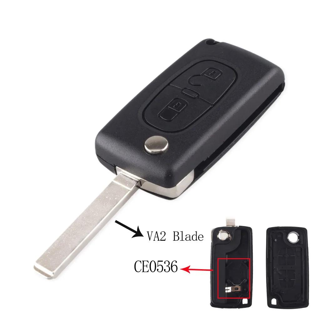 2 Buttons Flip Folding Key Case Blank Shell For Peugeot 107 207 307 307S 308 407 607 VA2/HU83 Blade