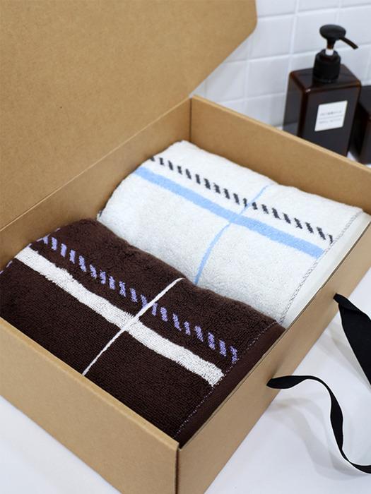 Songwol Towel Countess Mara Check 40 200g 2-sheet Craft Set brown