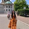 Travel Wear Seaside Vacation Temperament Printed V-Neck Dress Bohemian Beach Dress Summer
