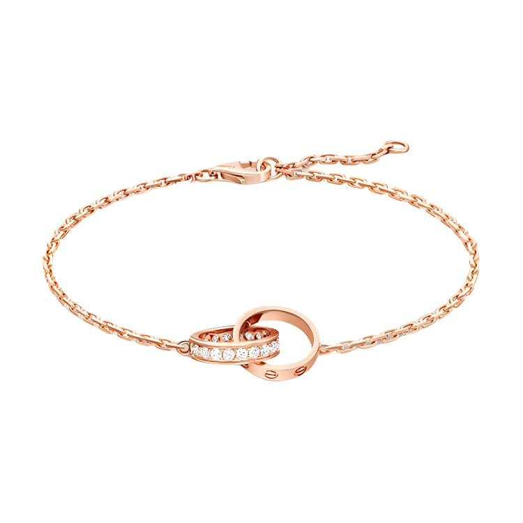 CARTIER LOVE 18K Gold Diamond Bracelets Unisex Rose Gold B6084200
