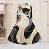 Women Plus Size V Neck Long Sleeve Printed A Line Flared Midi Dress With Belt
