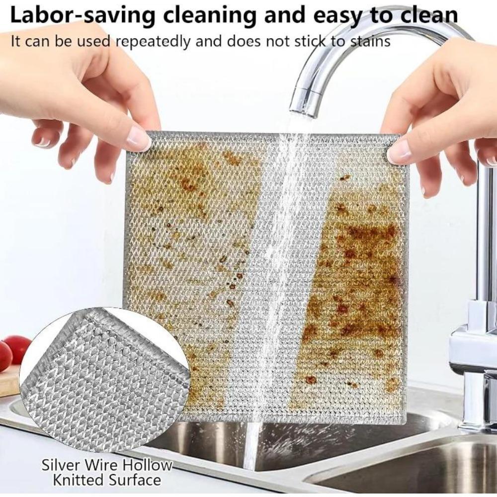 1PCS  Magic Cleaning Cloth Thickened Double -sided Metal Silver Wire Rags Kitchen Dish Pot Washdishing Cloths Towel Clean Tools