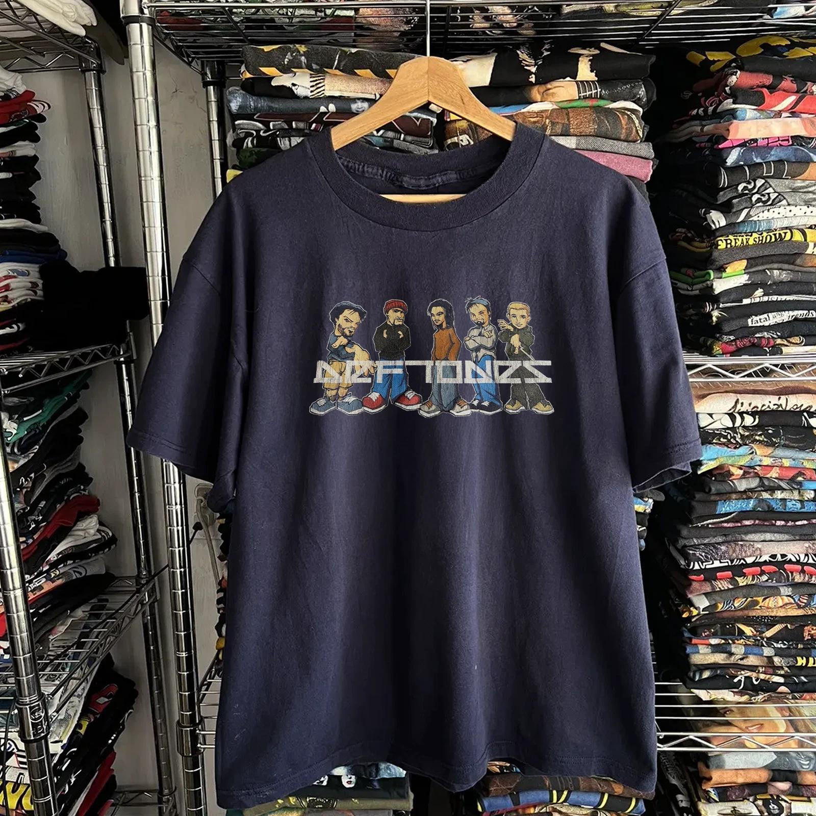90s Deftones Cartoon Washed T-Shirt Navy L 2XL